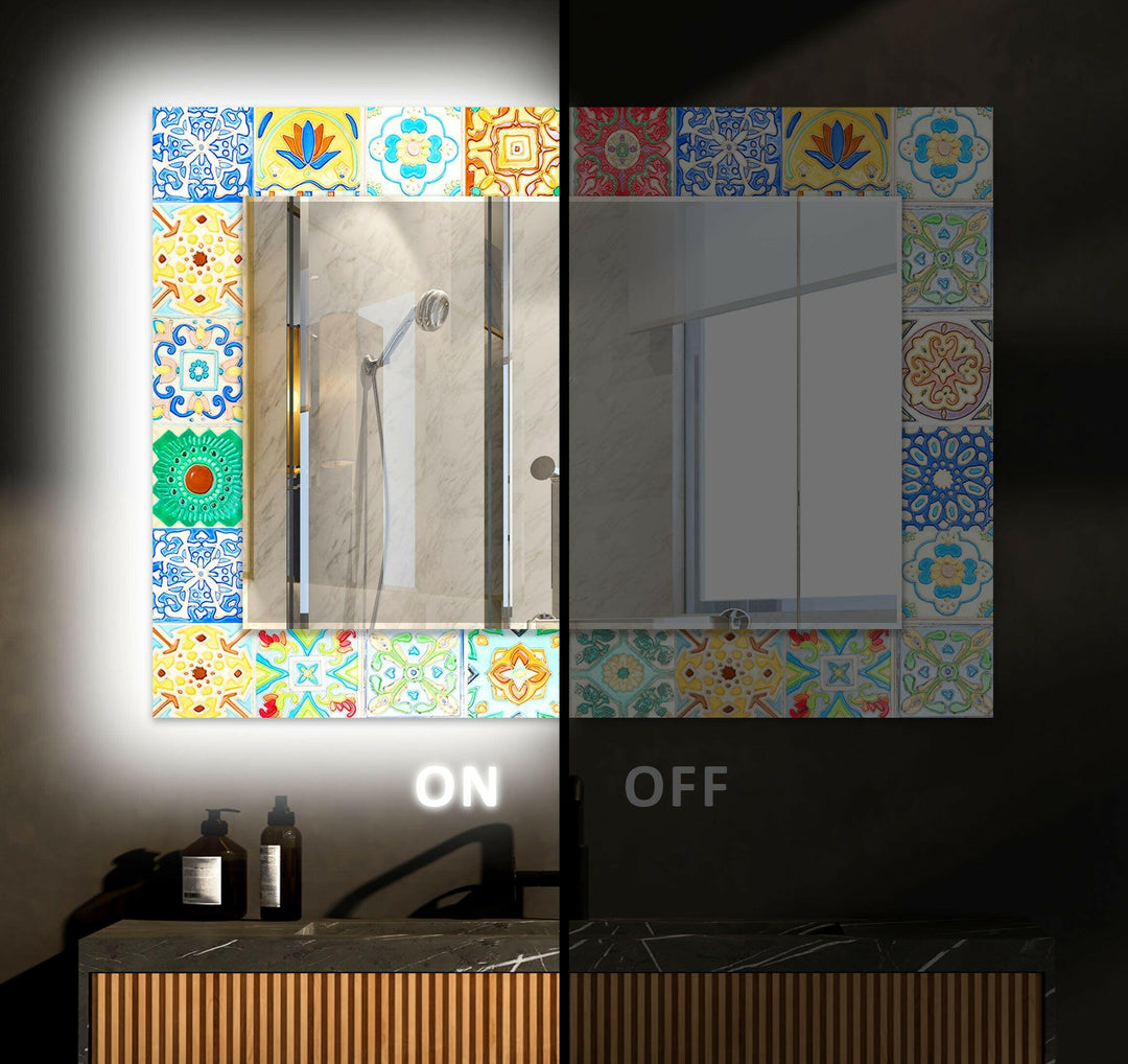 Green Mosaic Wall Mirror gold mirror
