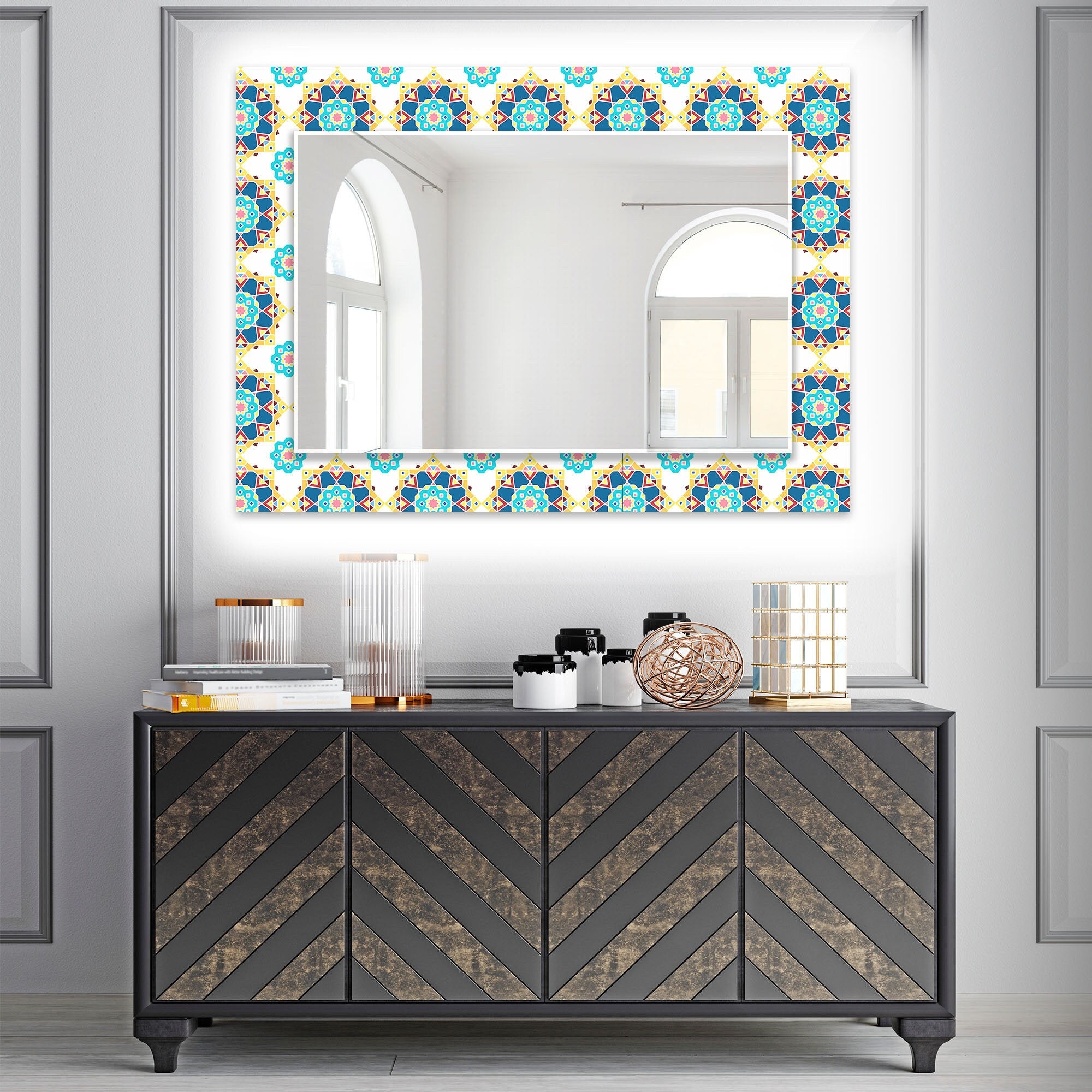 Mosaic Tempered Glass Wall Mirror