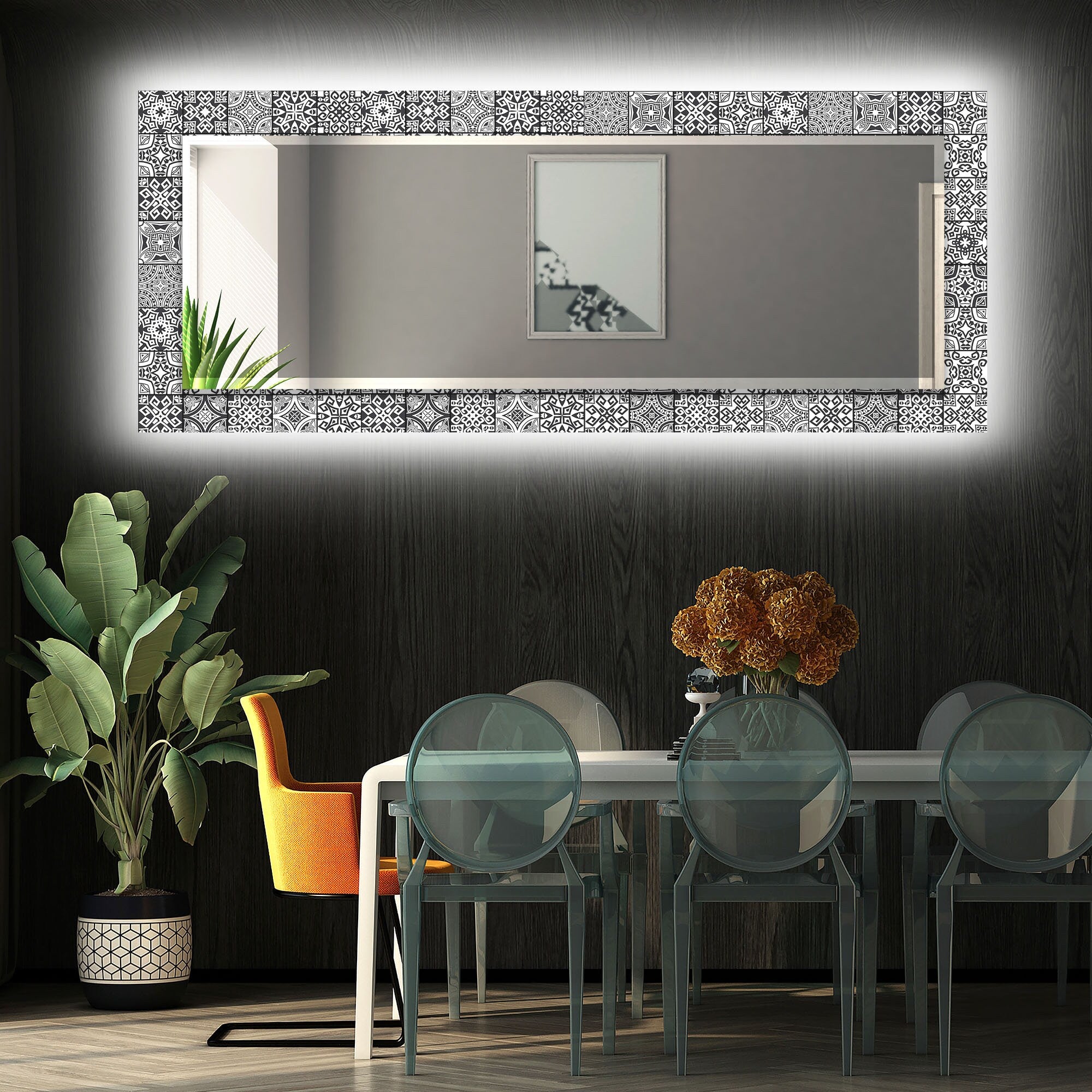 Mosaic Tempered Glass Wall Mirror