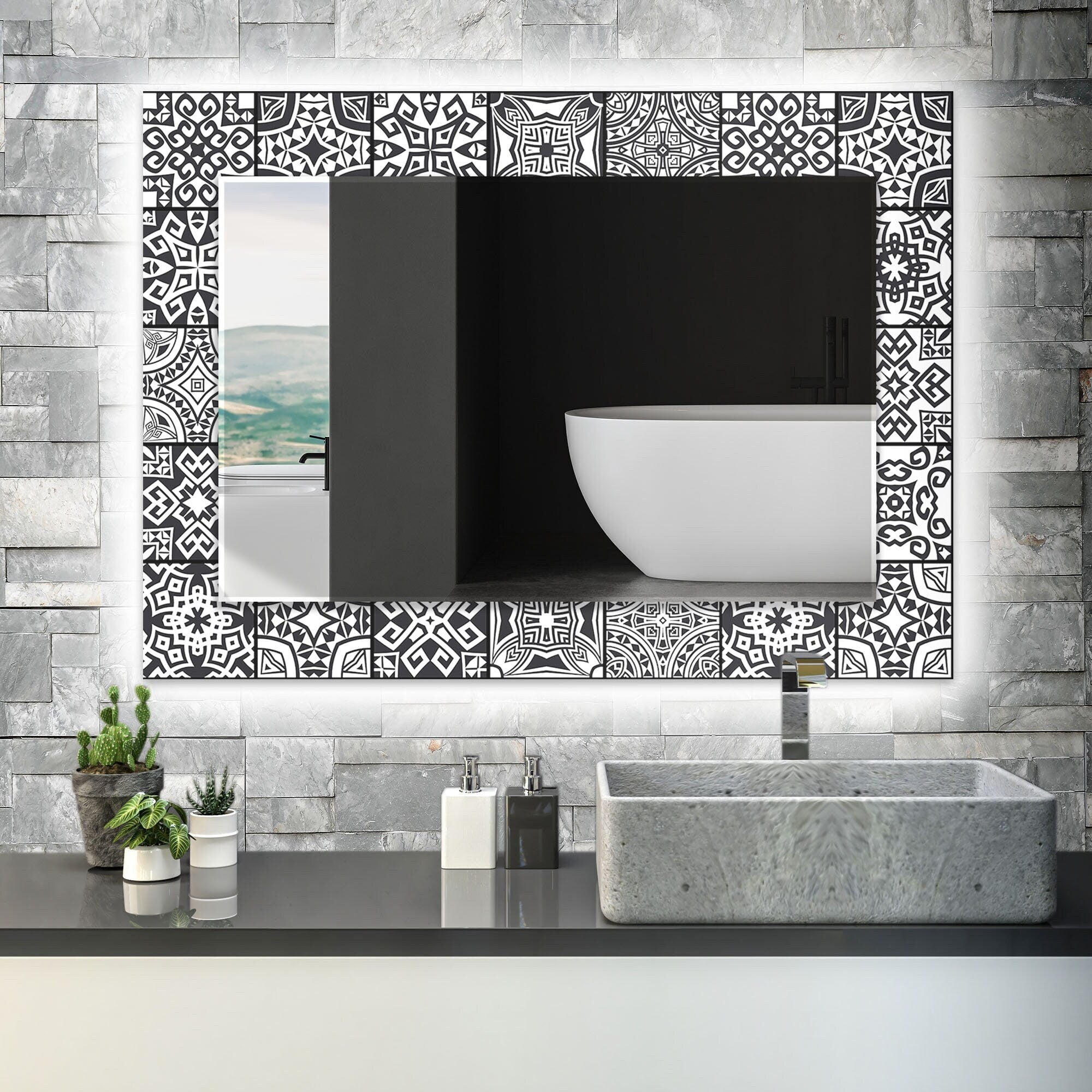 Mosaic Tempered Glass Wall Mirror