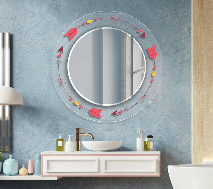 Transparent Arrow Round Wall Mirror mirror with frame
