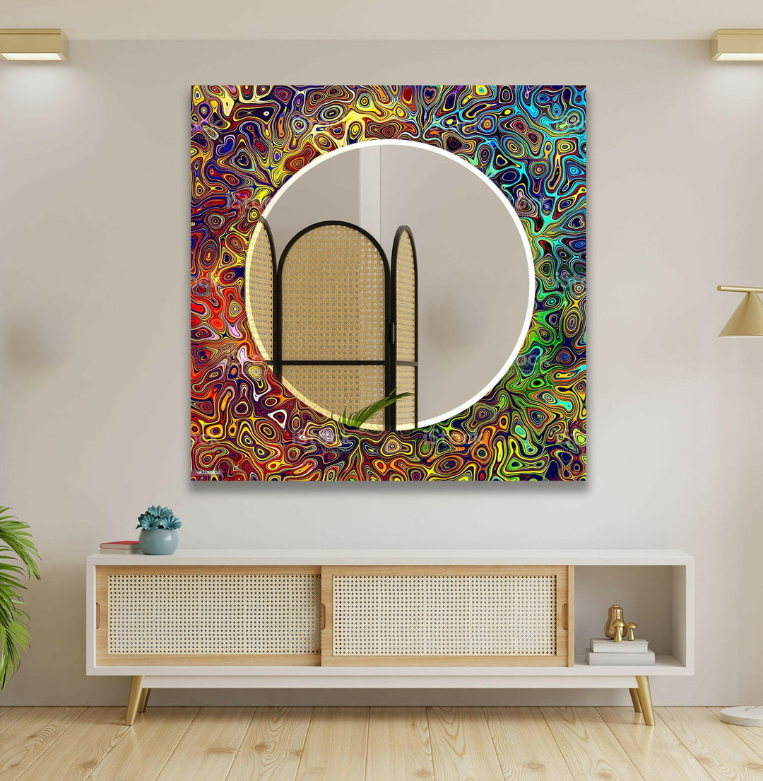 Stained Yellow Colored Wall Mirror Small Wall Mirror
