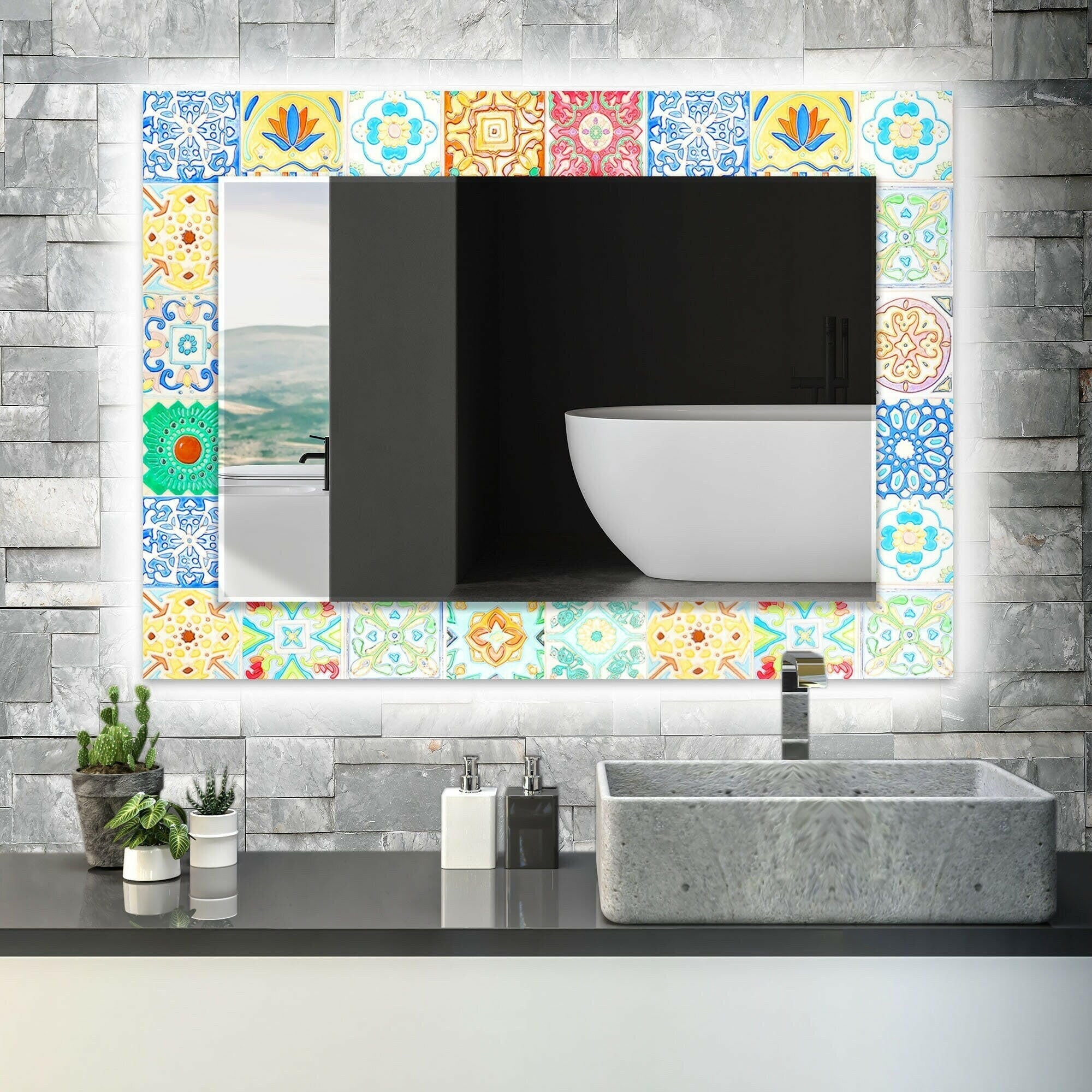 Mosaic Tempered Glass Wall Mirror