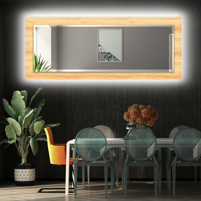 Wood Pattern Tempered Glass Wall Mirror