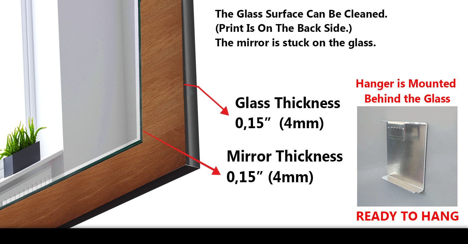 Wood Pattern Tempered Glass Wall Mirror