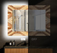 Wood Pattern Tempered Glass Wall Mirror