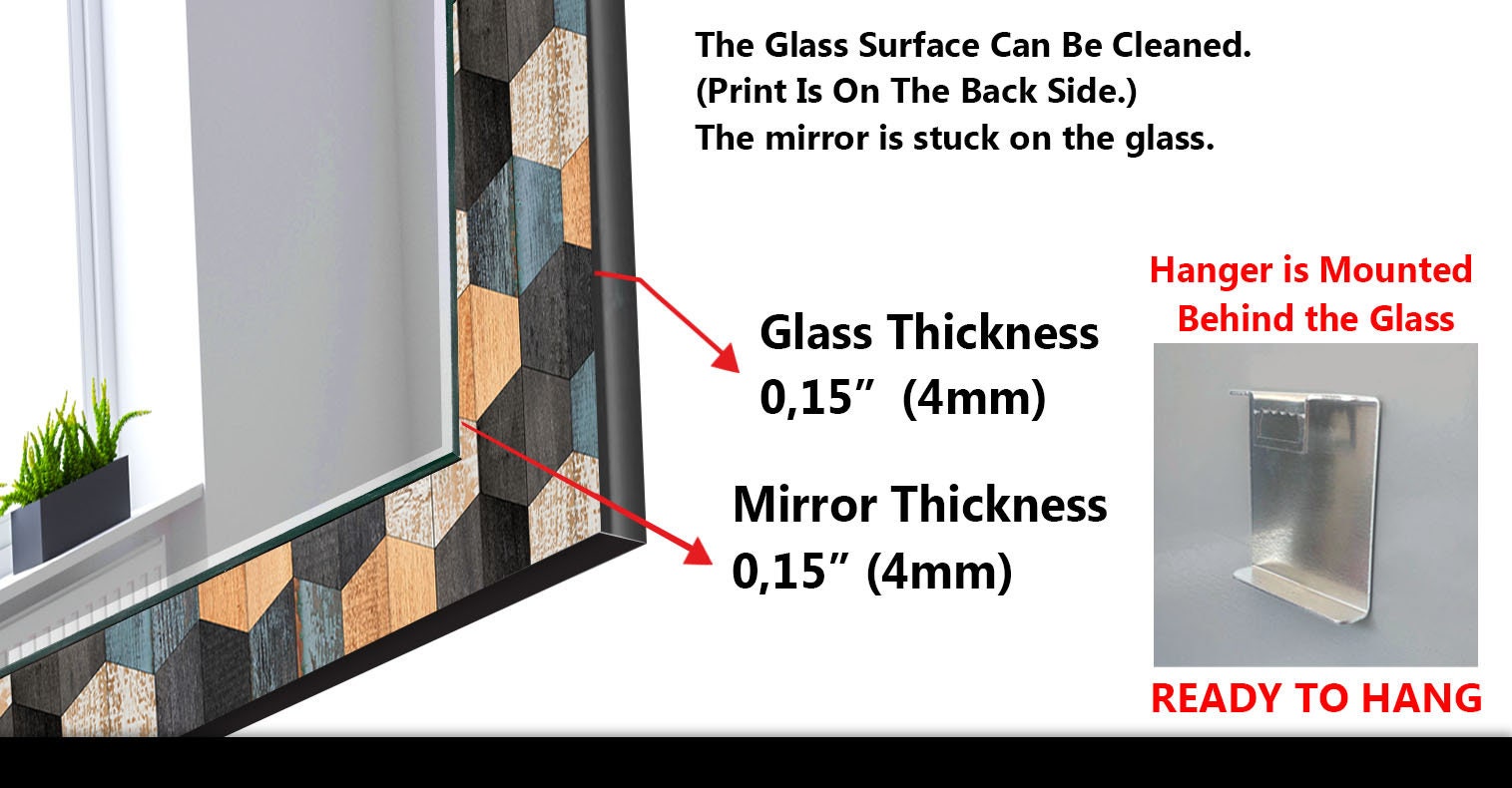 Wood Pattern Tempered Glass Wall Mirror