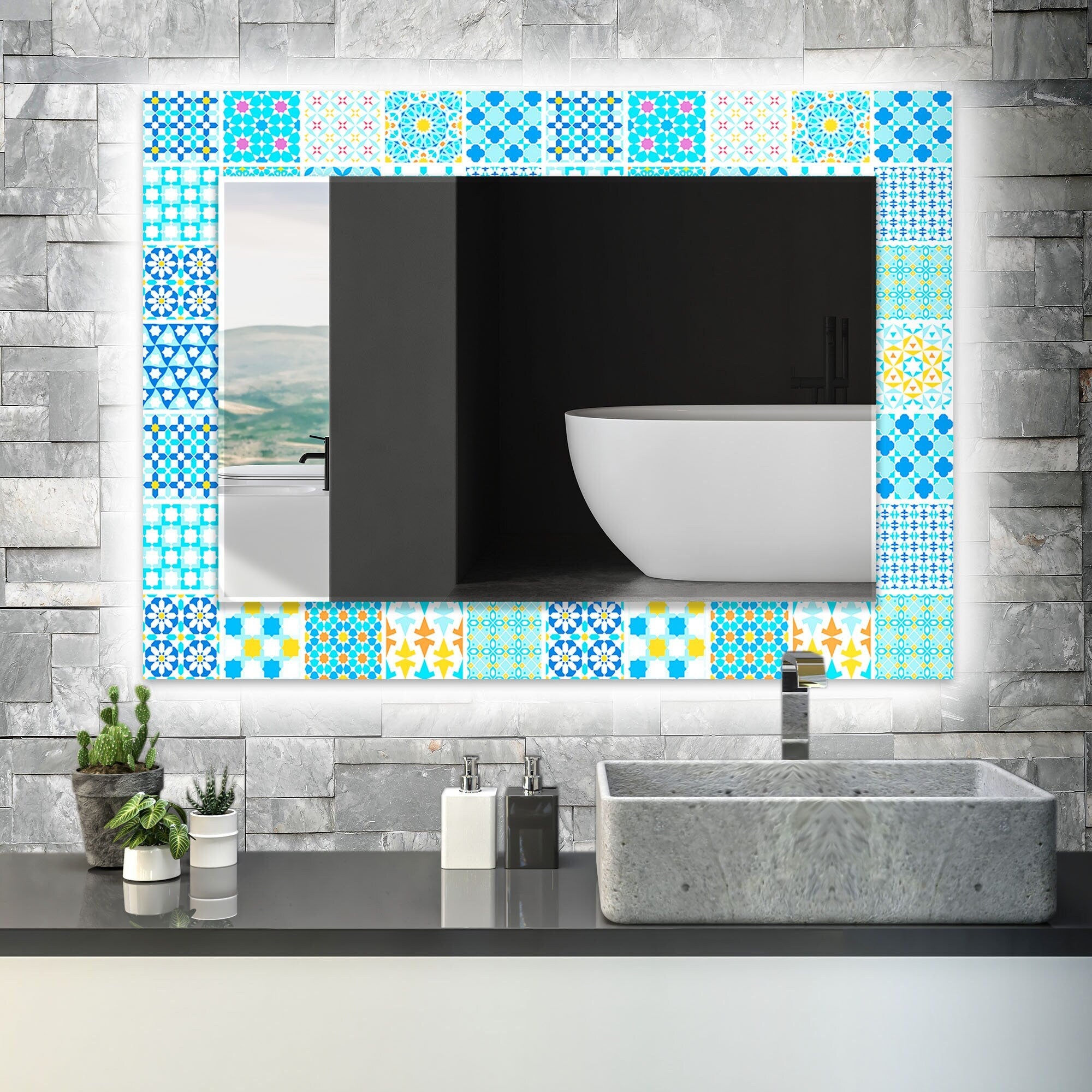 Mosaic Tempered Glass Wall Mirror