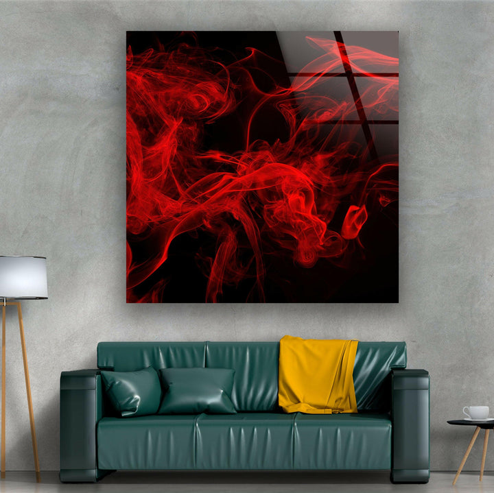 Red Smoke Abstract Tempered Glass Wall Art - MyPhotoStation