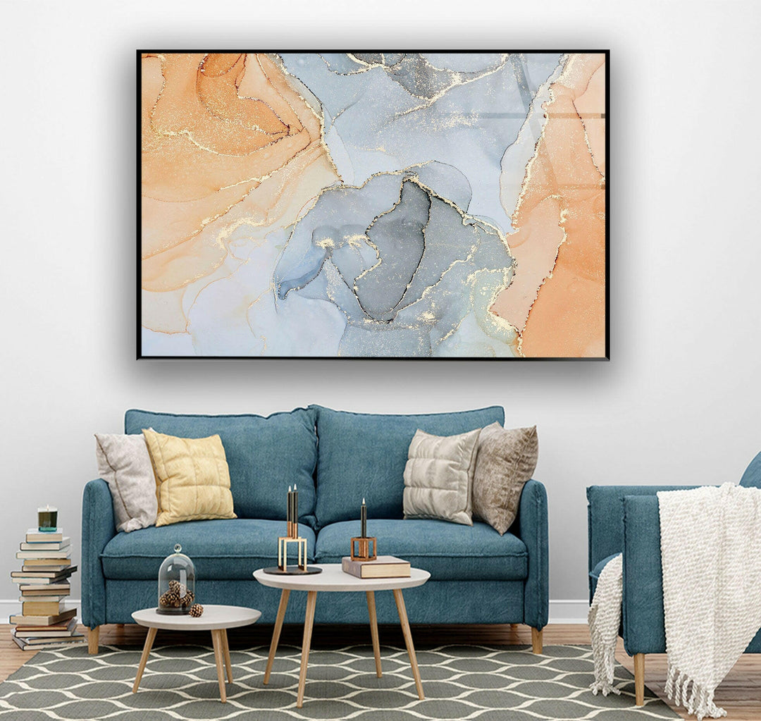Pastellfarbe mit goldenem Wirbel, abstrakte Glaswandkunst