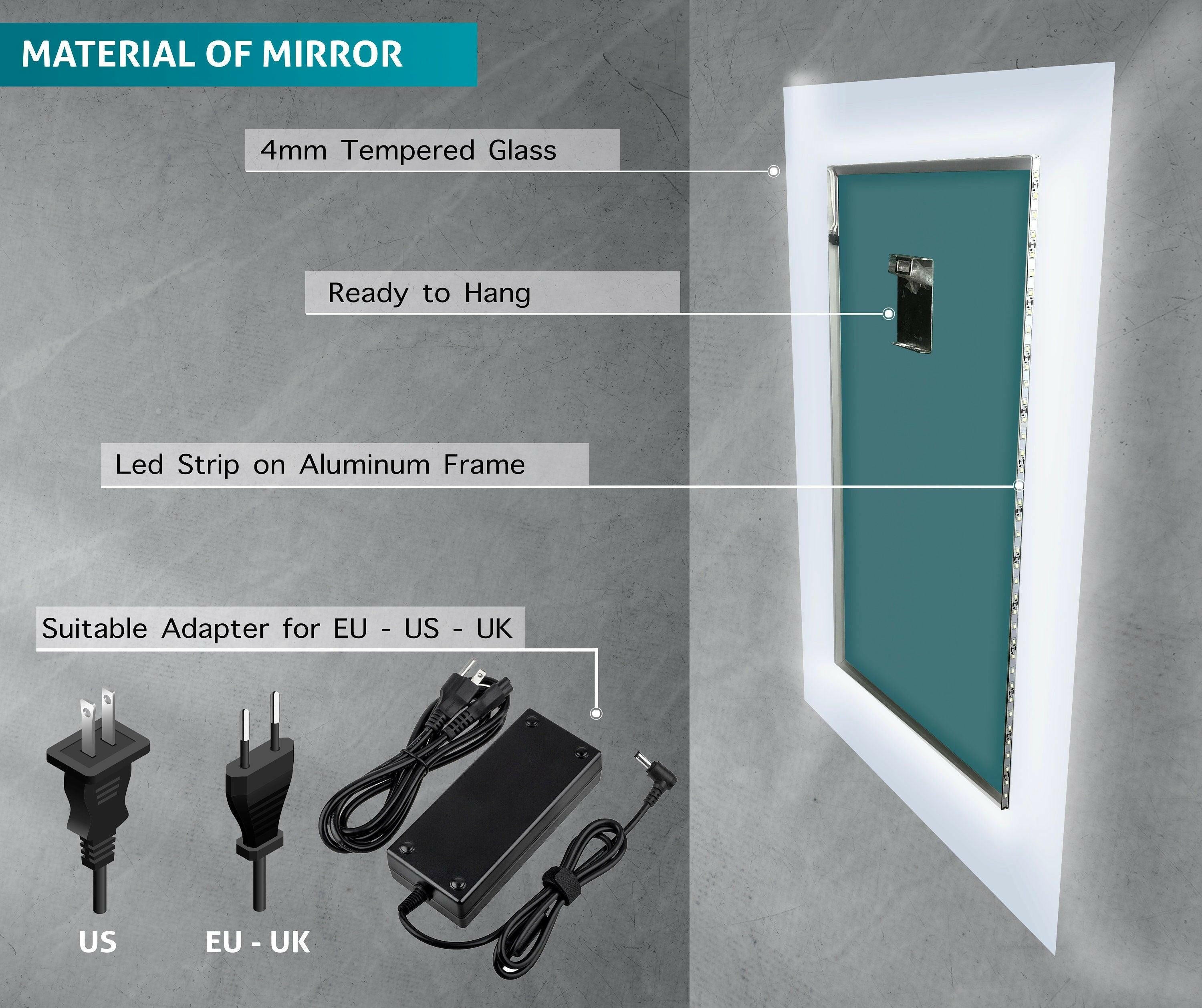 Solid Color Tempered Glass Wall Mirror