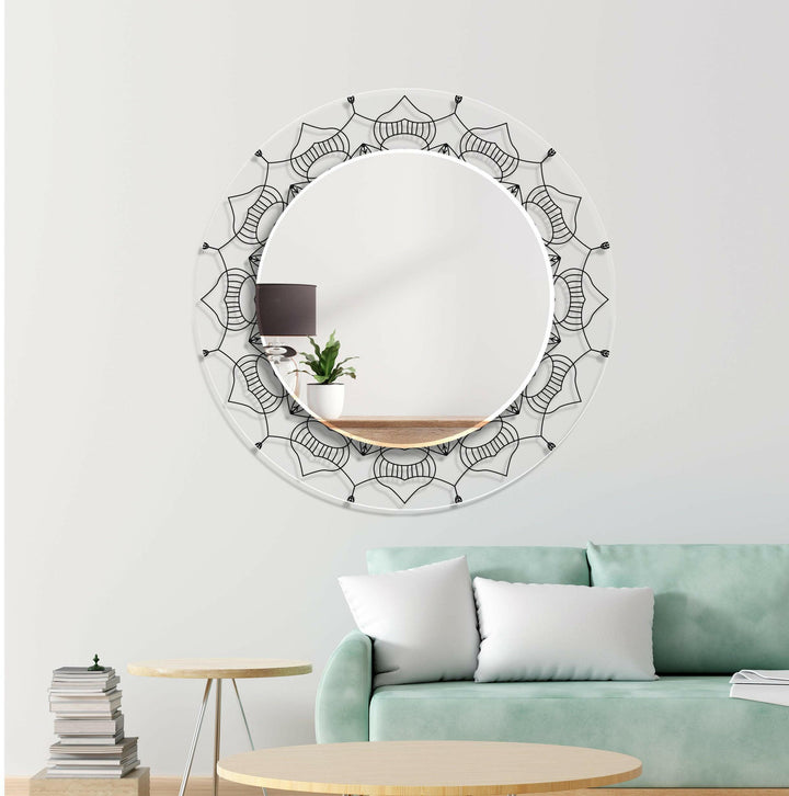 Transparent Black Round Wall Mirror backlit mirror
