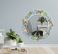Flower Round Tempered Glass Wall Mirror