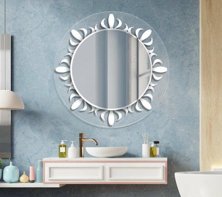 Transparent White Round Wall Mirror huge mirror
