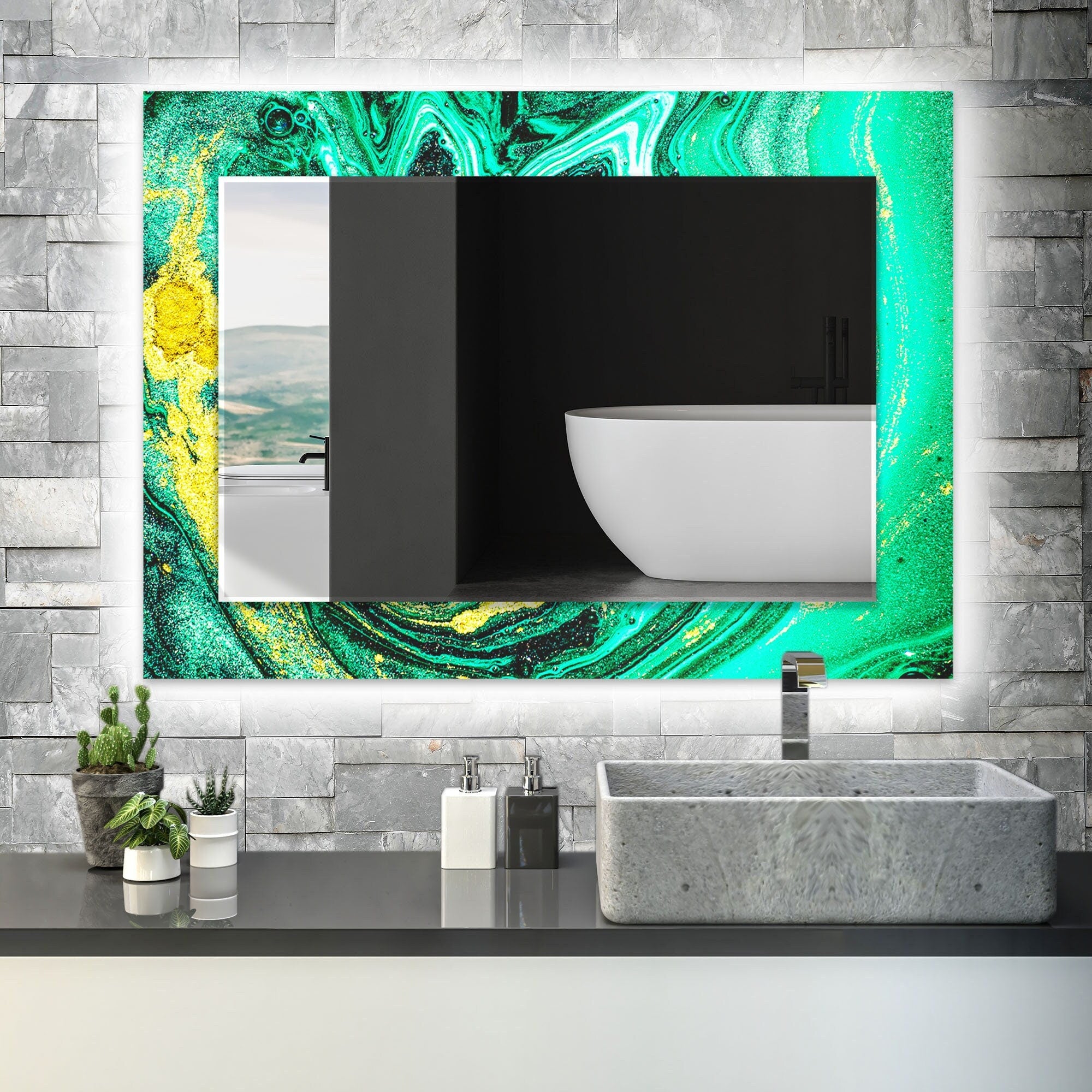 Stained Tempered Glass Wall Mirror
