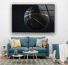 Gold Basketball Tempered Glass Wall Art