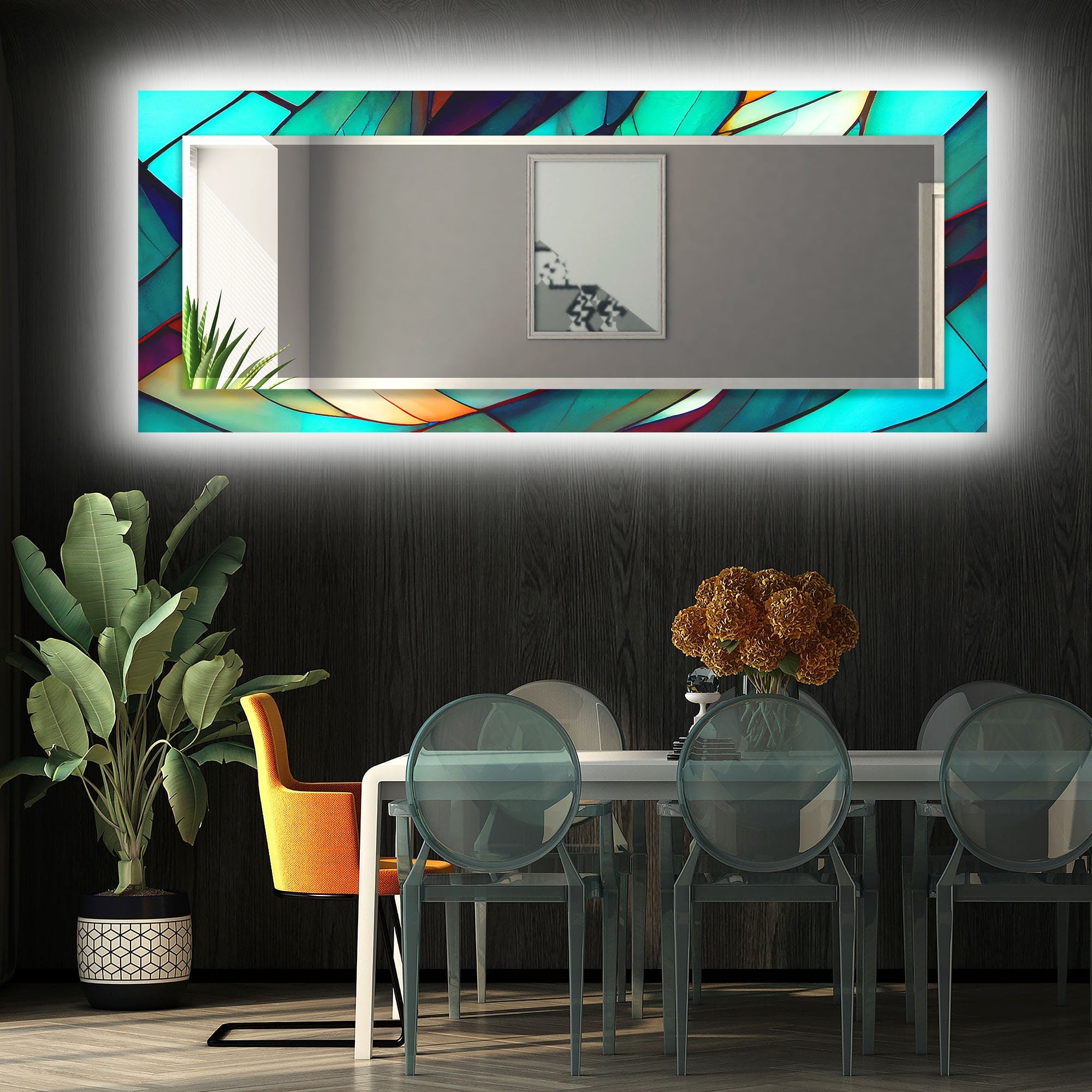 Stained Tempered Glass Wall Mirror