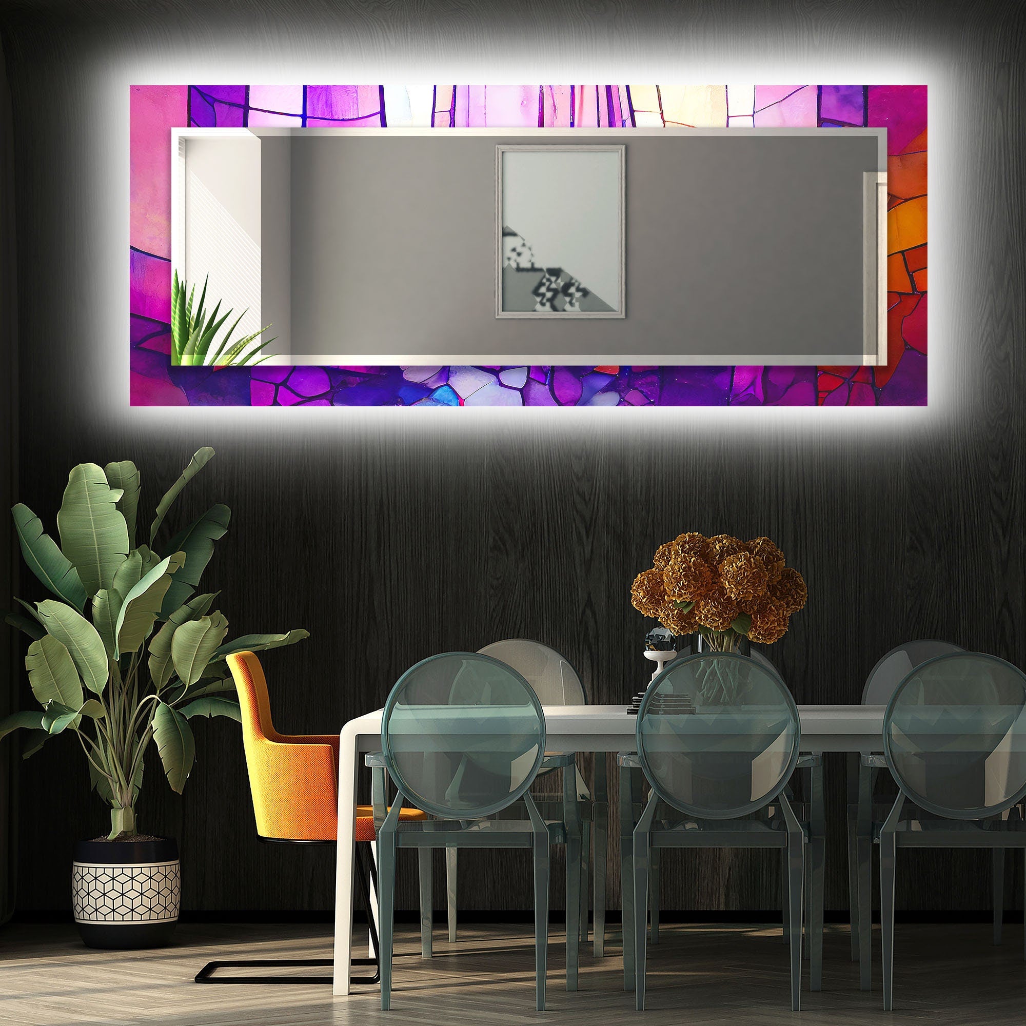 Stained Tempered Glass Wall Mirror