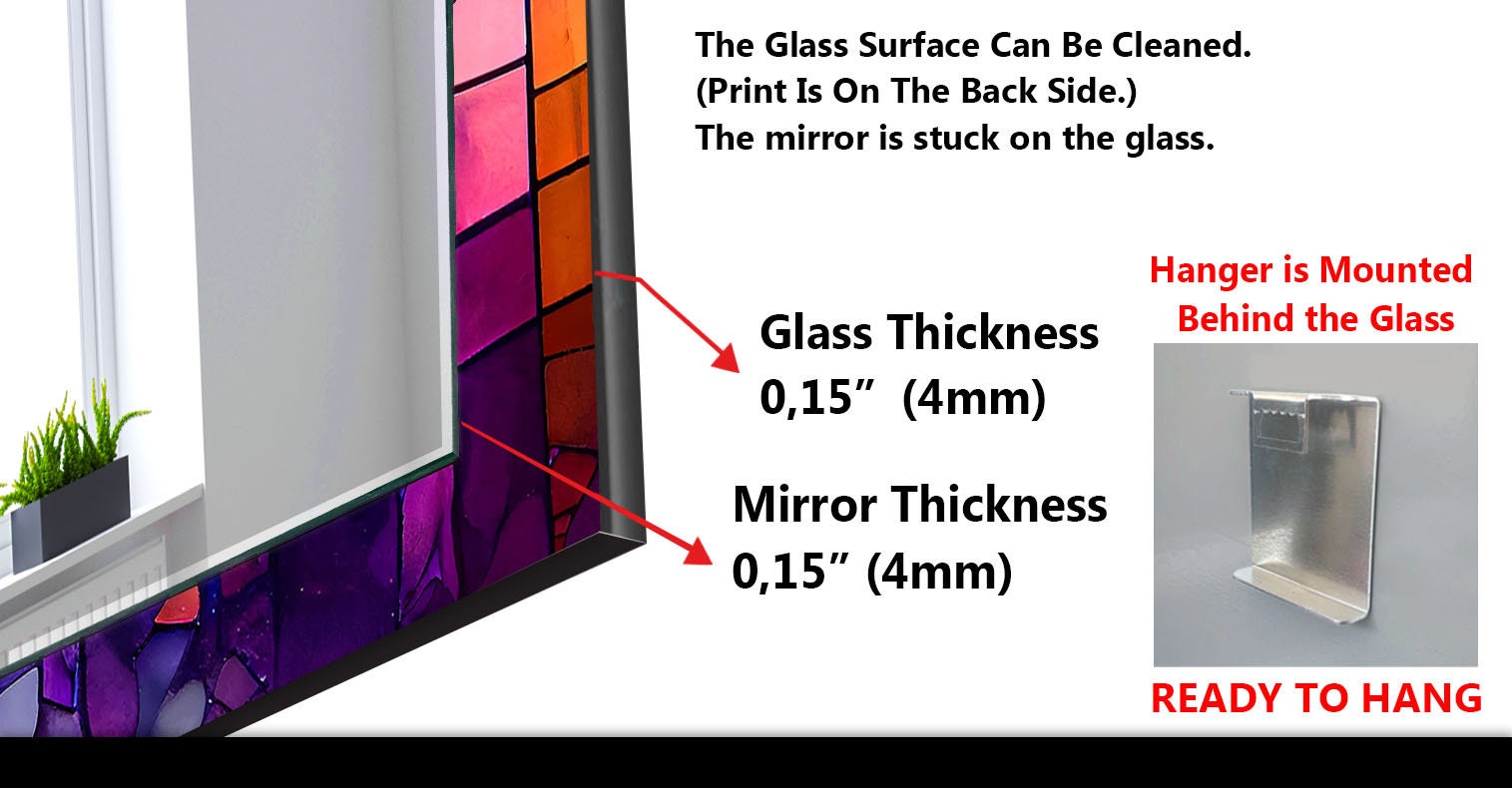 Stained Tempered Glass Wall Mirror
