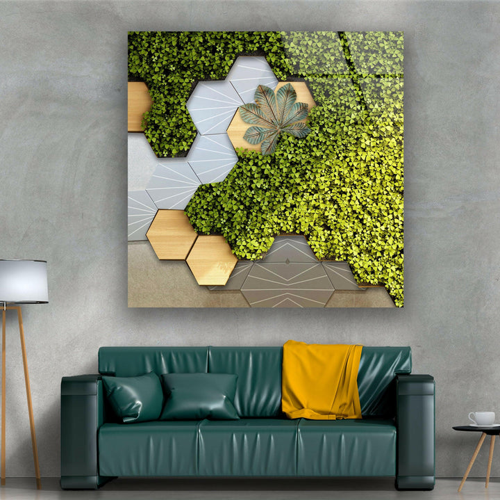 Beige Background With Moss Flower Glass Wall Art, custom glass pictures, glass art prints