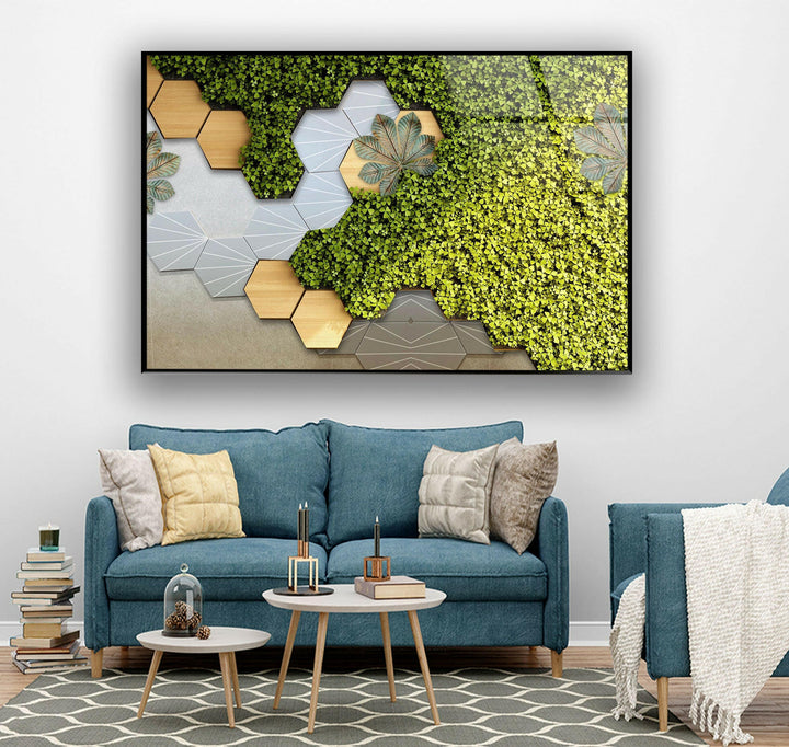 Beige Background With Moss Flower Glass Wall Art, glass pictures for Wall, glass prints wall art
