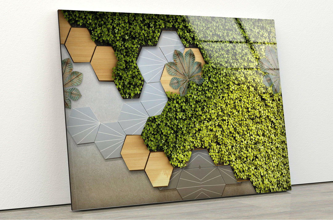 Beige Background With Moss Flower Glass Wall Art, glass image printing, glass prints from photos