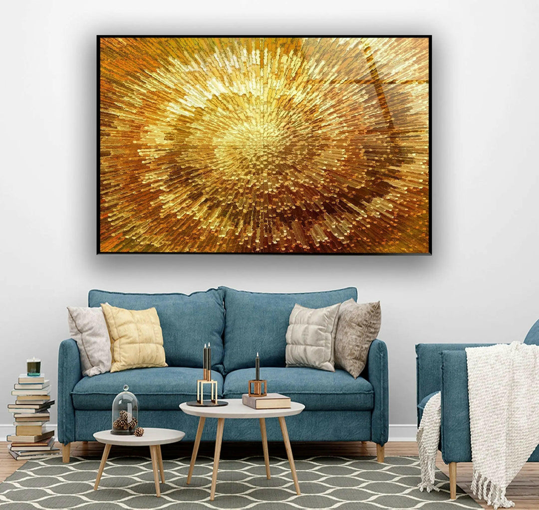 Golden Abstract Art Glass Wall Art