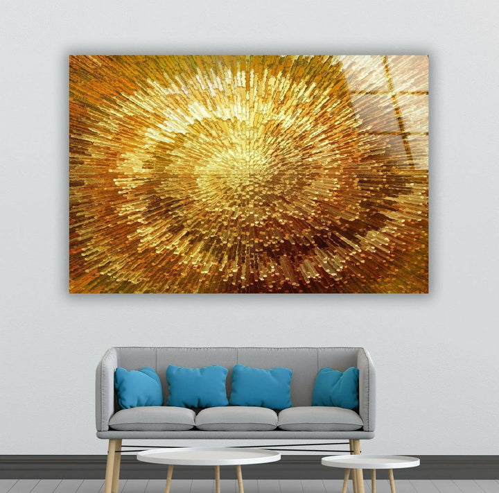 Golden Abstract Art Glass Wall Art