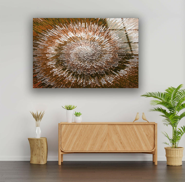 Bronze Abstract Sunburst Glass Wall Art