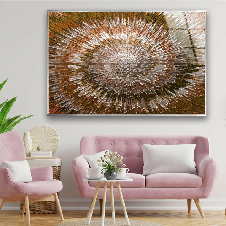 Bronze Abstract Sunburst Glass Wall Art