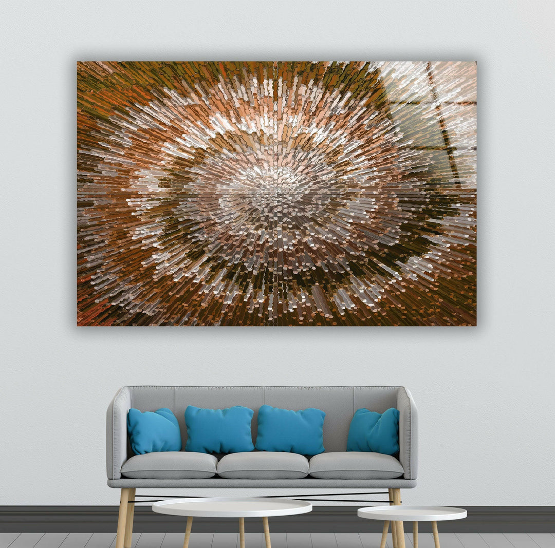 Bronze Abstract Sunburst Glass Wall Art