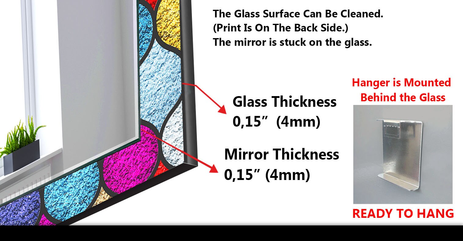 Stained Tempered Glass Wall Mirror