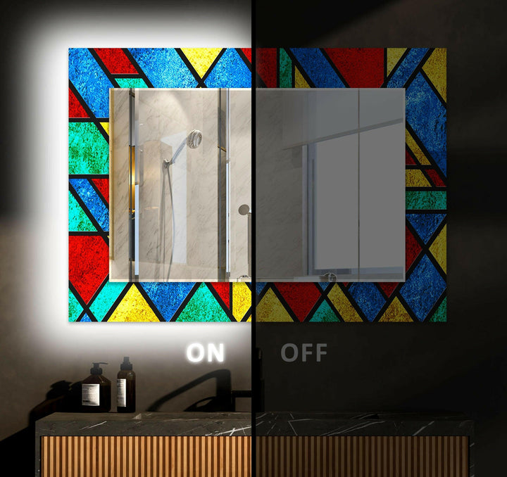 Red Yellow and Blue Wall Mirror Modern Wall Mirror
