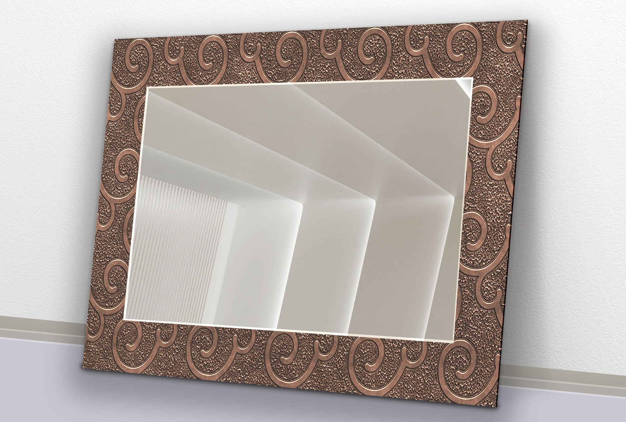 Abstract Tempered Glass Wall Mirror