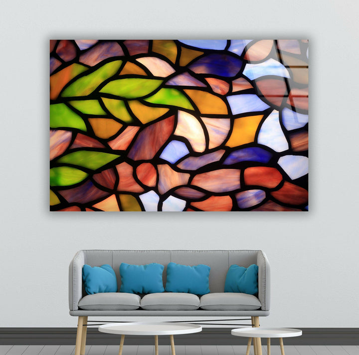 Stained Colored Leaves Glass Wall Art large glass photo prints, glass wall photos