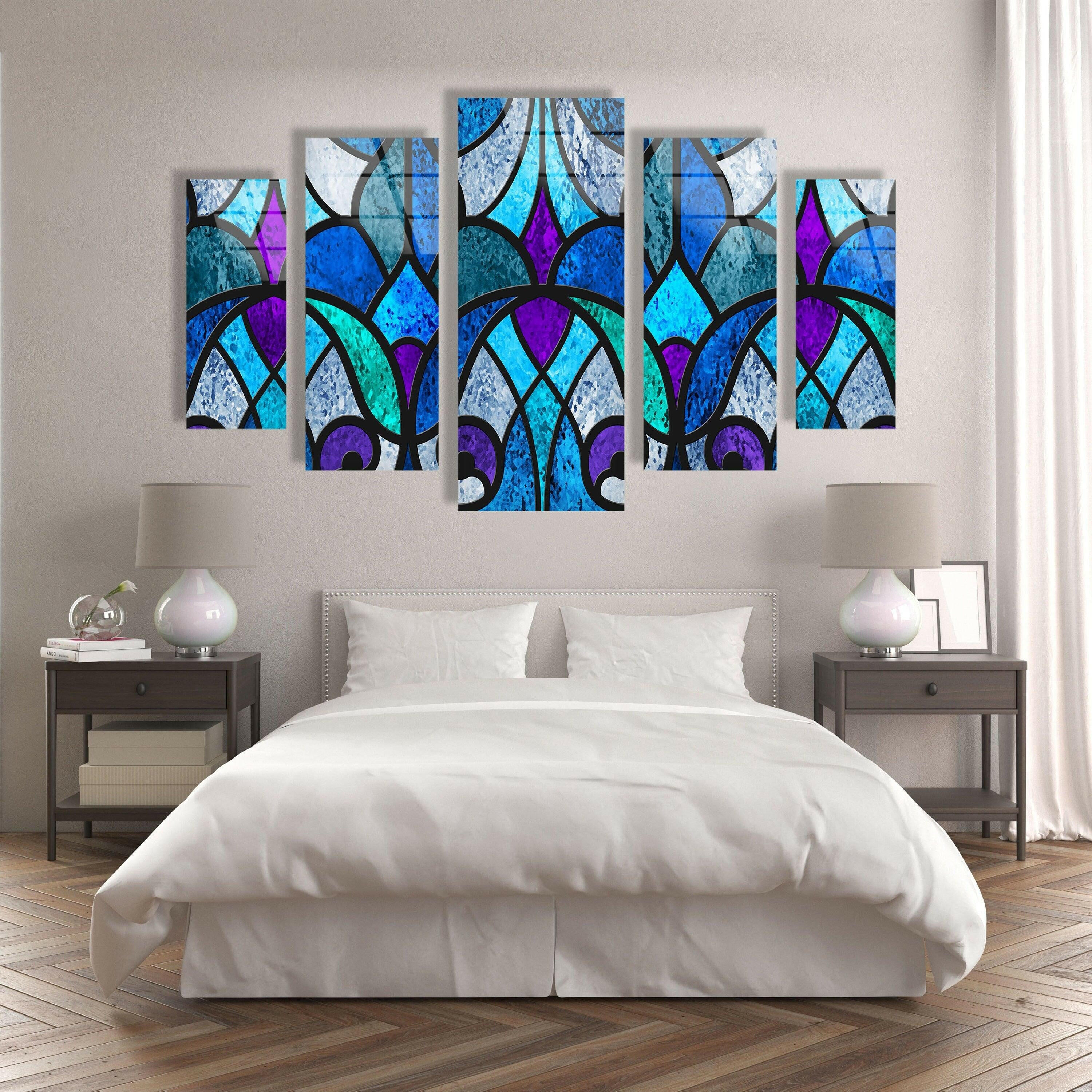 Blue Stained Tempered Glass Wall Art