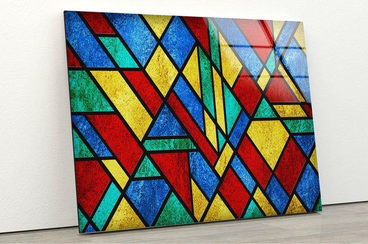 Stained Geometric Art Glass Wall Art Glass Printing Wall Art, Print photos on glass