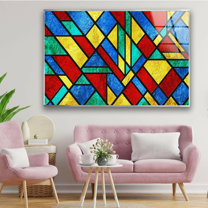 Stained Geometric Art Glass Wall Art custom glass photo prints, large glass prints