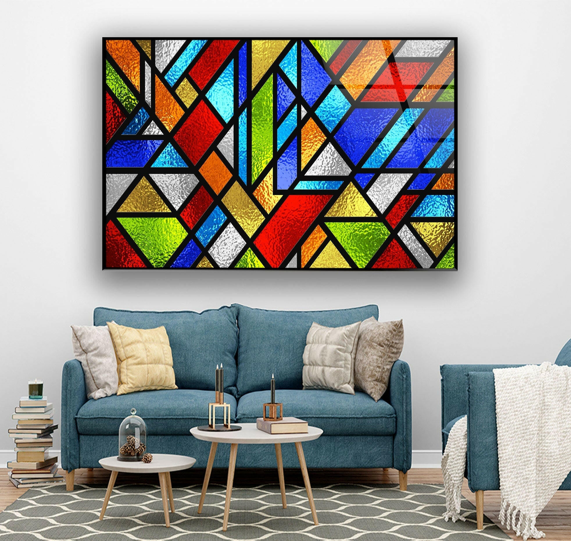Fractal And Cool Stained Tempered Glass Wall Art