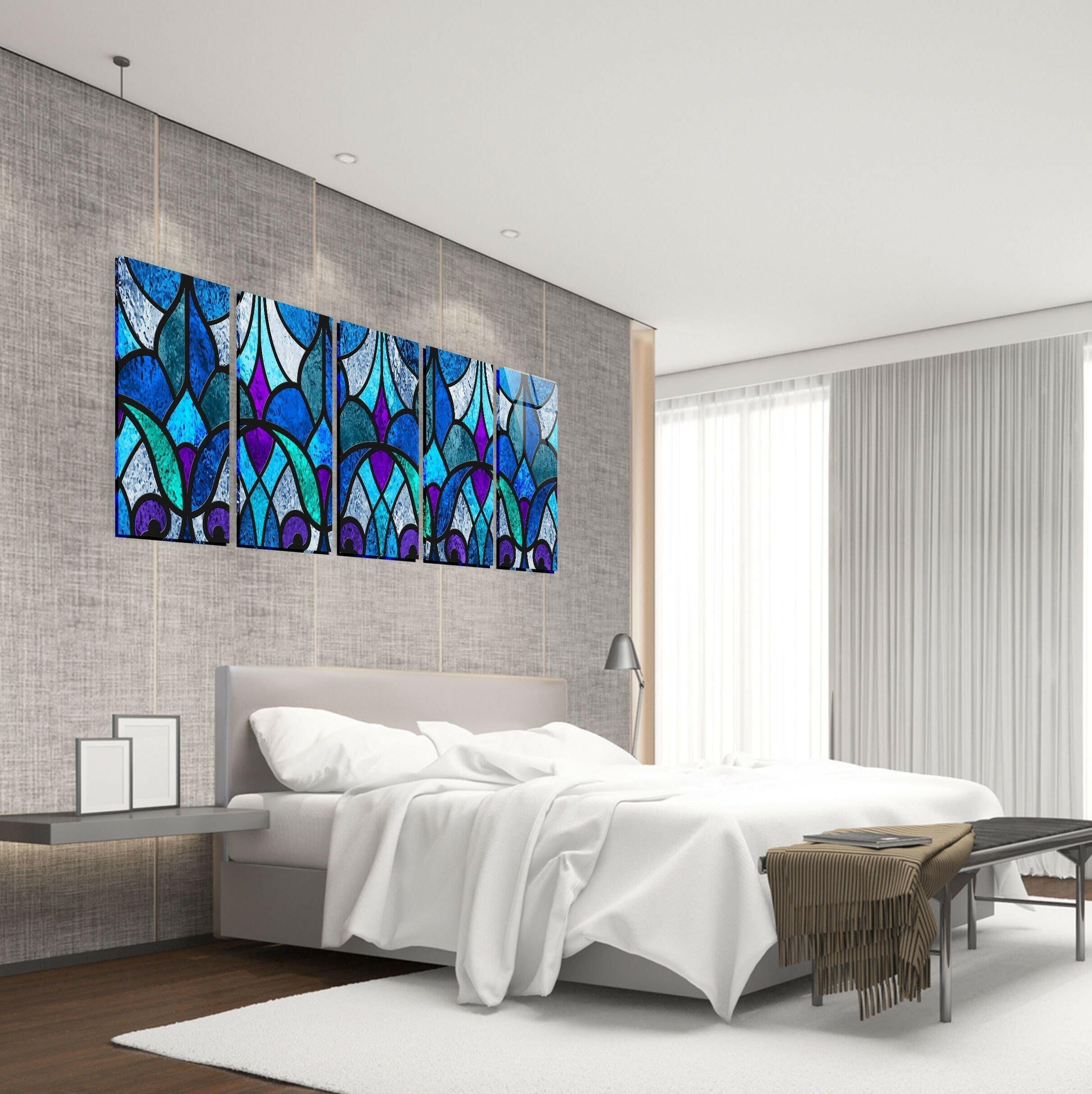 Blue Stained Tempered Glass Wall Art