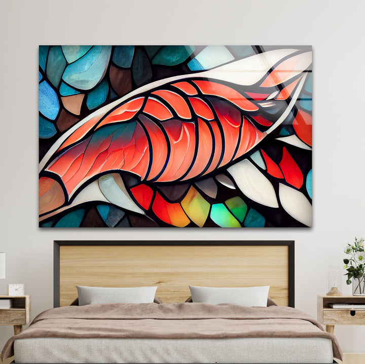 Koi Fish Stained Glass Wall Art custom glass photo prints, large glass prints