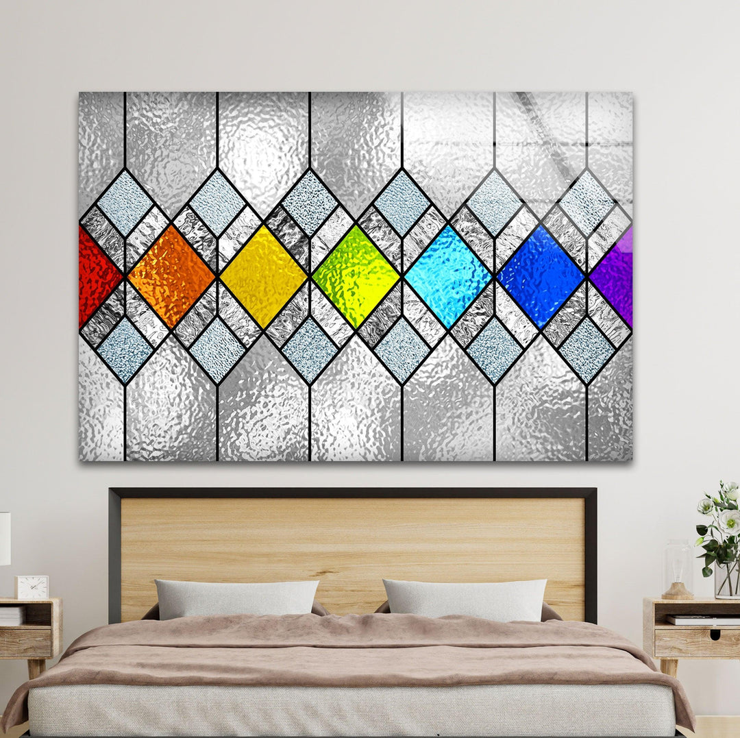 MultiColored Diamonds Glass Wall Art Glass Printing Wall Art, Print photos on glass