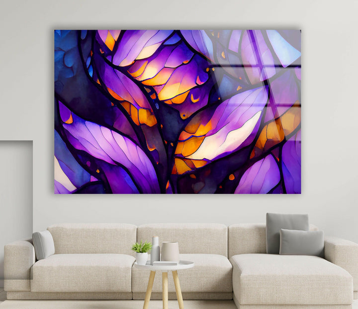 Purple Stained Glass Wall Art, print on glass, glass printed photos