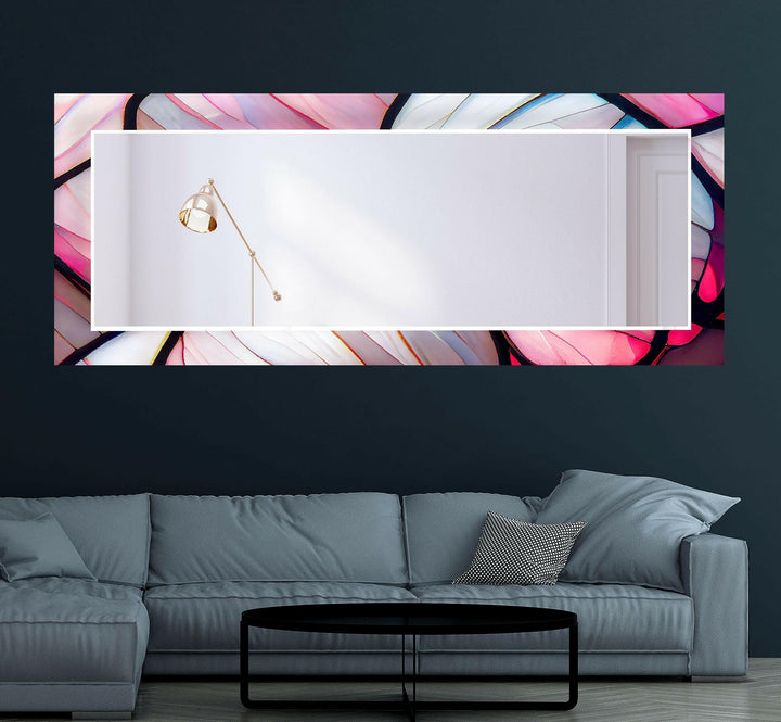 Stained Pink White Wall Mirror Dining Room Mirror
