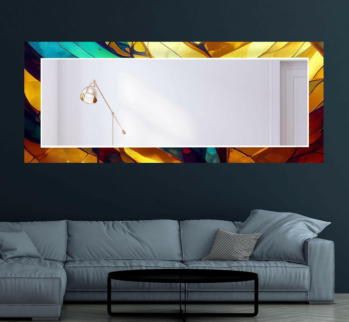 Stained Golden and Orange Wall Mirror Modern Mirror
