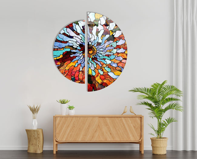 Set of Stained Abstract Tempered Glass Wall Art