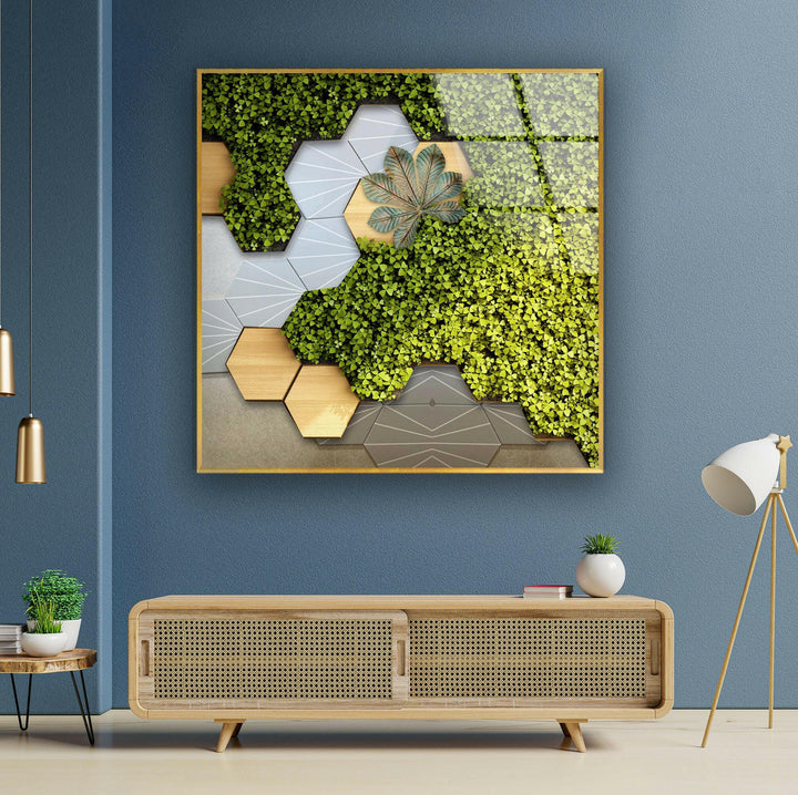 Beige Background With Moss Flower Glass Wall Art, photo print on glass, prints on glass wall art