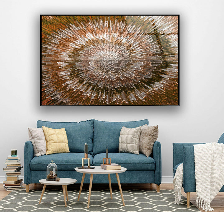 Bronze Abstract Sunburst Glass Wall Art