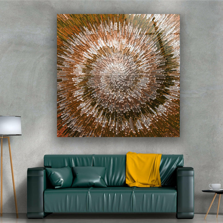 Bronze Abstract Sunburst Glass Wall Art
