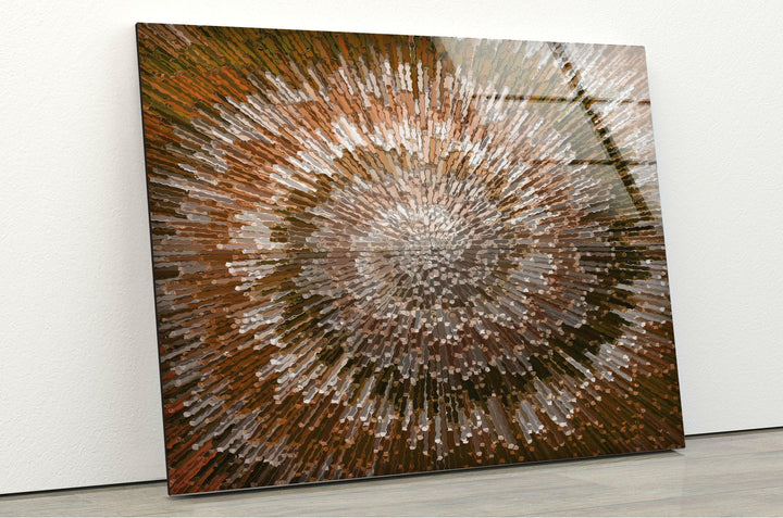 Bronze Abstract Sunburst Glass Wall Art